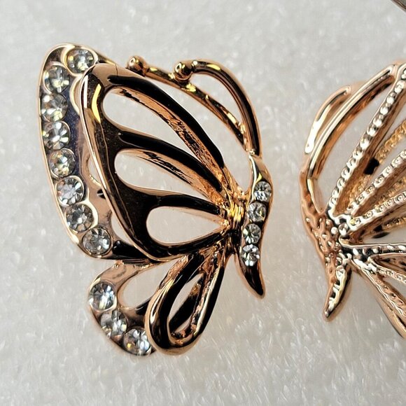 Butterfly Earrings Rose Gold Tone Small Butterfly Earrings - Picture 3 of 8
